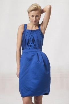 Pleated Straps Satin Knee Length A line Formal Bridesmaid Dress