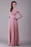 Ruched Straps Chiffon A line Formal Bridesmaid Dress