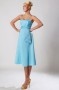 Strapless Tea Length Blue Formal Bridesmaid Dress in Satin