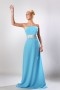 Sash Strapless Chiffon Floor Length Blue Formal Bridesmaid Dress