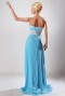 Sash Strapless Chiffon Floor Length Blue Formal Bridesmaid Dress