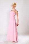 Trägerlos rosafarbig A-Linie Ärmellos Bodenlang Abendkleid aus Chiffon