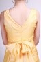 Straps Yellow Ruching Knee Length Taffeta Formal Bridesmaid Dress