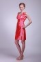 Scoop Watermelon Belt Applique Column Taffeta Formal Bridesmaid Dress