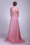 Chiffon Applique Belt Empire Pink Long Formal Bridesmaid Dress