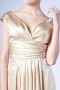 Ruching Pleated Off Shoulder Knee Length Gold Formal Bridesmaid Dress