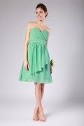 Ruching Ruffle Chiffon Sweetheart Green Short Bridesmaid Dress