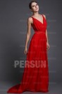 Sexy Spaghetti Straps Red Long Chiffon Formal Bridesmaid Dress