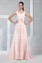 Elegant Pink Strap Ruffles Chiffon Floor Length Formal Dress