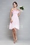 Simple Pink Strapless Short Formal Bridesmaid Dress