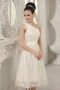Modern Ivory One Shoulder Short Lace Formal Dress
