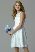 Illusion Ivory Scoop A Line Short Lace Bridesmaid Dress