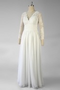 Elegant Lace Long Sleeves Chiffon Wedding Dress