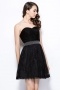 Sexy Black Sweetheart Strapless Short Lace Formal Bridesmaid Dress