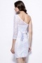 Elegant Column One Shoulder White Lace Formal Dress With Sleeves