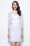 Chic Column White Bateau Knee Length Lace Formal Bridesmaid Dress