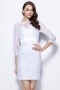 Chic Column White Bateau Knee Length Lace Formal Bridesmaid Dress