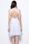 Modern White Bateau A Line Short Backless Lace Formal Bridesmaid Dress