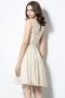 Modern Ivory A Line Bateau Short Lace Bow Formal Bridesmaid Dress
