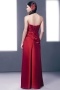 Sexy Strapless Ruching Lace Up Satin Red Long Formal Bridesmaid Dress