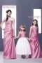 Chic Strapless Ruching Flower Column Full Length Formal Bridesmaid Gown