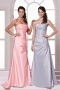 Simple Backless Lace Up Sweetheart Taffeta Pink Formal Bridesmaid Dress