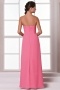 Simple Sweetheart Backless Ruching Full Length Pink Formal Bridesmaid Gown