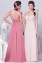 Chic Chiffon Sweetheart Flower Backless Long Pink Formal Bridesmaid Dress