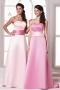 Chic Sweetheart A Line Satin Floor Length Pink Formal Bridesmaid Dress