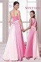 Chic Sweetheart A Line Satin Floor Length Pink Formal Bridesmaid Dress