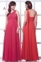 Chic One Shoulder Chiffon Ruching Long Red Formal Bridesmaid Gown