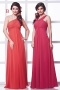Chic One Shoulder Chiffon Ruching Long Red Formal Bridesmaid Gown
