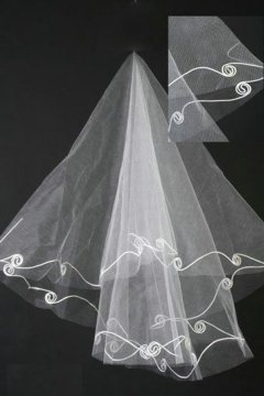 One Tier Cut Edge Drop Tulle Wedding Veils