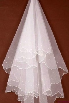 Elbow Length One Tier Pencil Edge Drop Wedding Veils
