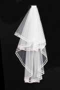Two tier Fingertip Rribbon Bridal Veil