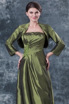 Long Sleeves Green Taffeta Wrap