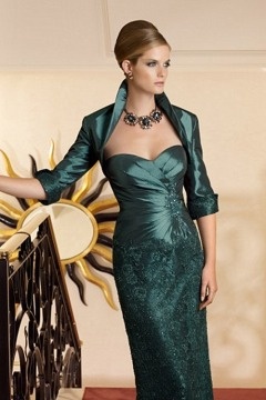 Half Sleeves Green Taffeta Wrap