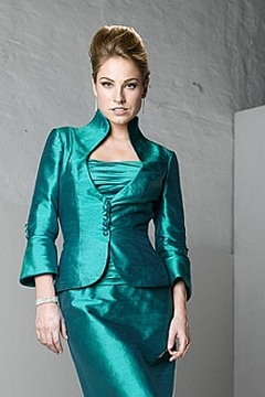 3 4 Length Sleeve Botton Taffeta Wrap