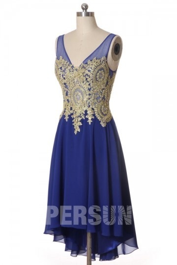 Elegant Blau Knielang A Linie Ärmellos Abendkleid 2016 Persun