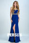 Persun Unique Jewel Neck Crystal Details Long Prom Dress