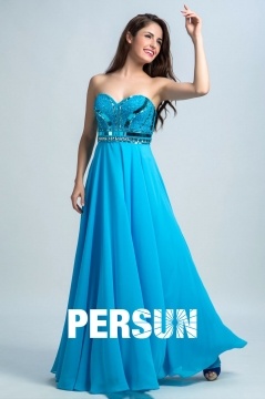 Persun Elegant Sweetheart Sequin Long Prom Gown