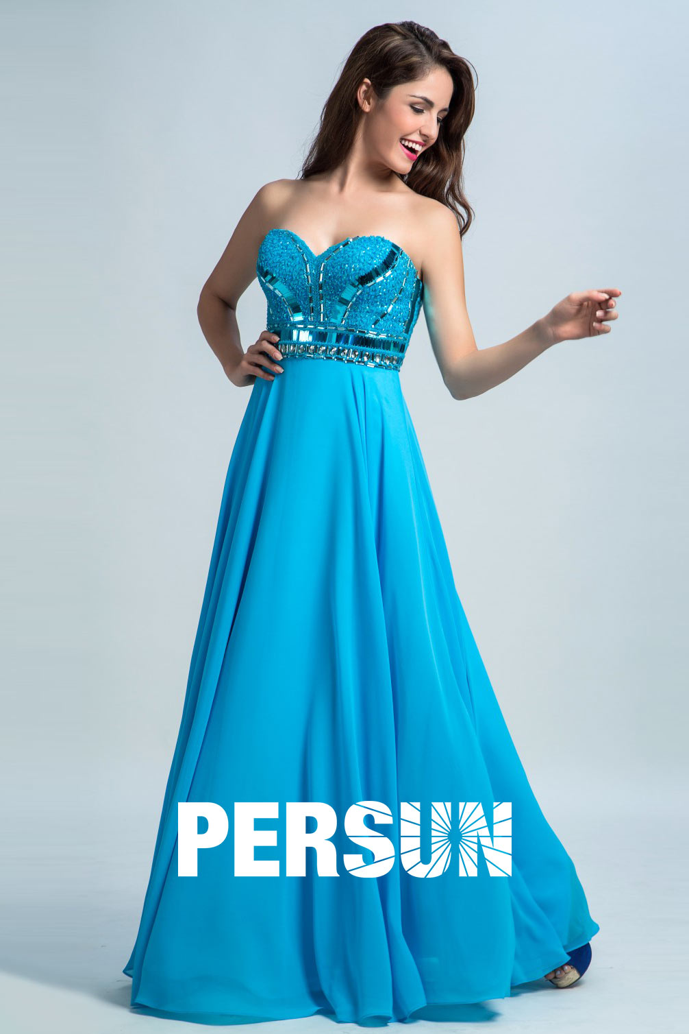 Persun Elegant Sweetheart Sequin Long Prom Gown