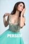 Persun V Neck Crystal Details Long Prom Gown
