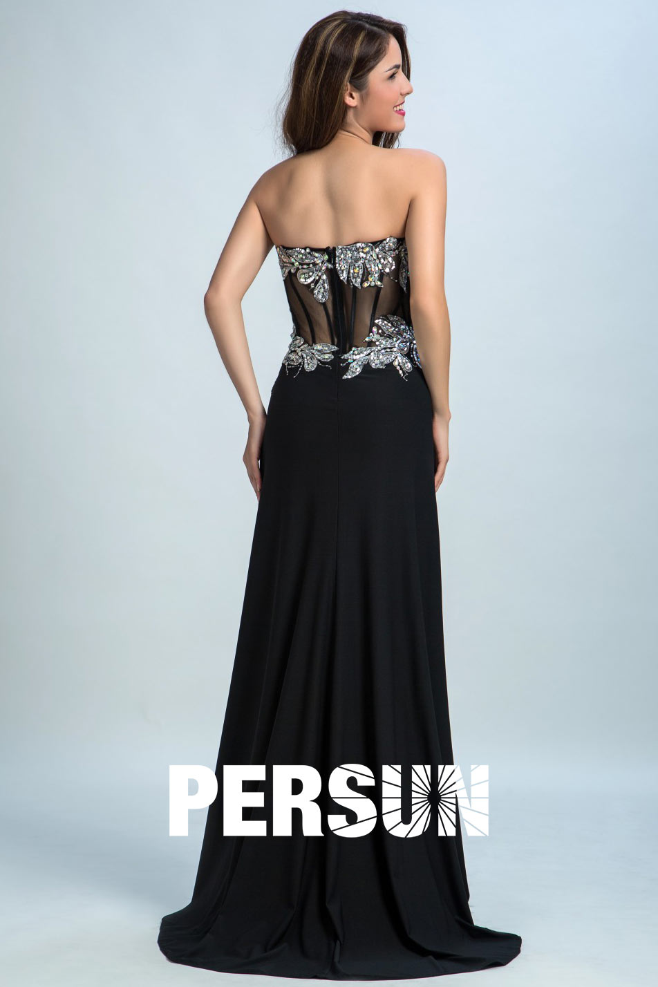 Persun Sexy Sweetheart Side Slit Long Prom Gown