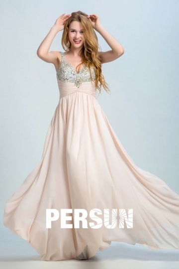 Dressesmall Persun Elegant V Neck Long Prom Gown