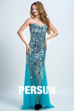 Persun Elegant Sweetheart Mermaid Crystal Details Long Prom Gown