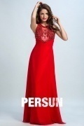 Persun Scoop Open Back Crystal Details Long Evening Gown