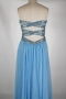Sequined Strapless Back Criss Cross Chiffon Blue Long Formal Dress