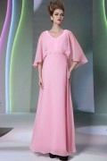 Empire V-Ausschnitt Rosa Kleider für Hochzeitgäste