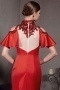 Gorgeous Red Satin Trumpet Short Sleeves Floor Length Formal Dress